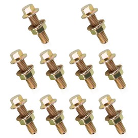 Dogary 10 PCS Auto Exhaust Manifold Bolt Kit, Non-Slip Hex Flange Nut Screws, High Strength Carbon Steel Replacement Parts, Suitable for Most Cars, Trucks and SUVs (Gold)