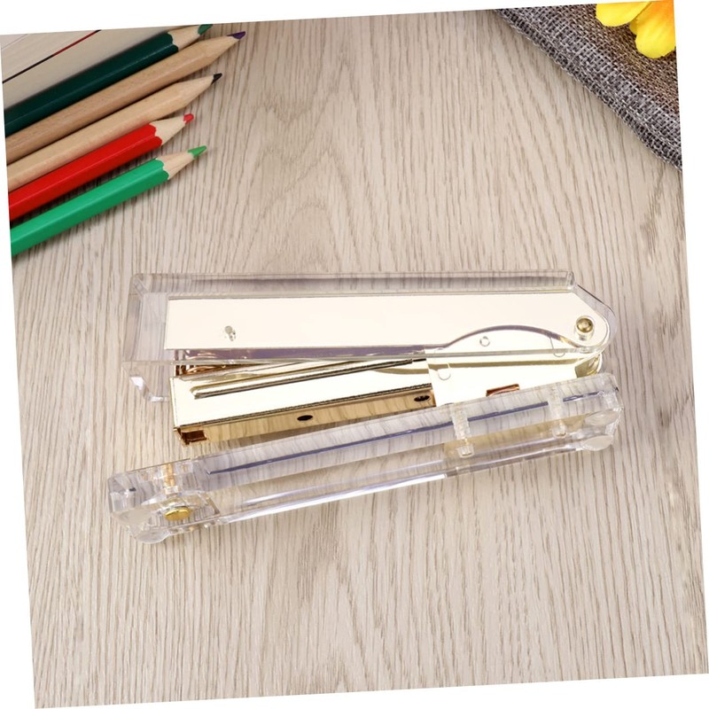 Operitacx Elegant Gold Desk Stapler Acrylic Office Stapler School Desk