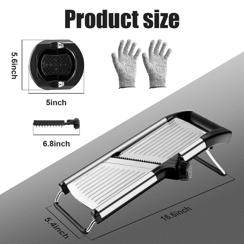 NIOSAVM commercial Mandoline Slicer,Stainless Steel Vegetable Slicer,non-slip mandoline slicer for