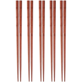 5 Pairs of Reusable Natural Wood Chopsticks, Handcrafted Rosewood Chopstick Gift Set, Dishwasher Safe, 8.8 Inches/22.5cm