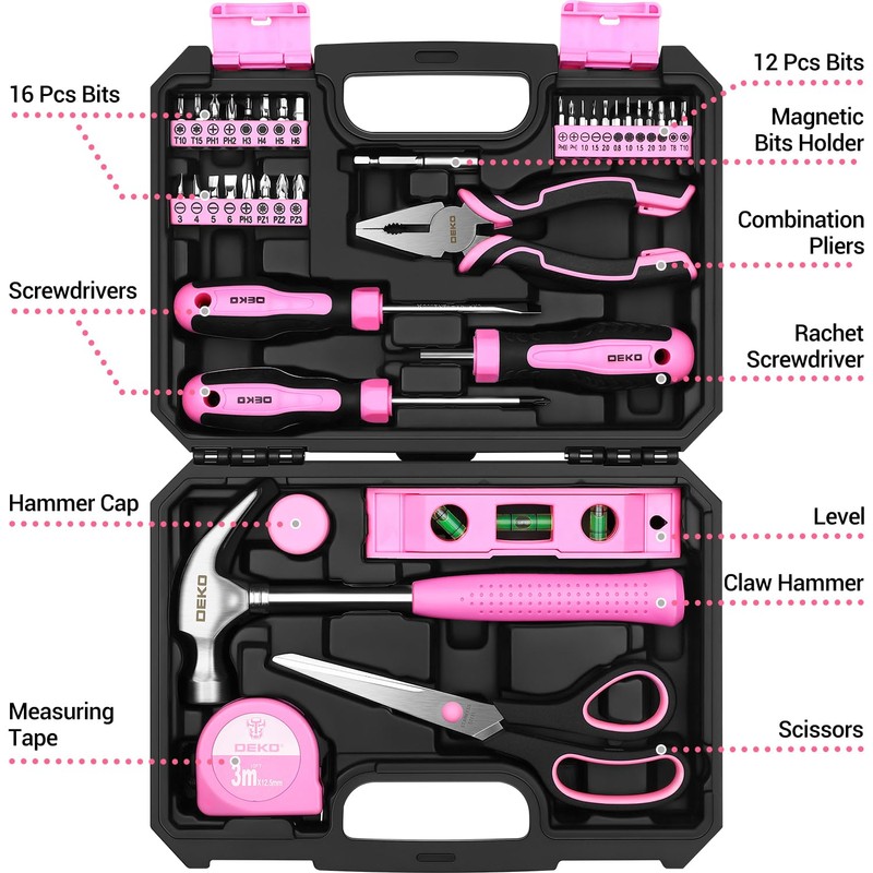 DEKOPRO Tool Set for Women: Pink Tool Set for Home