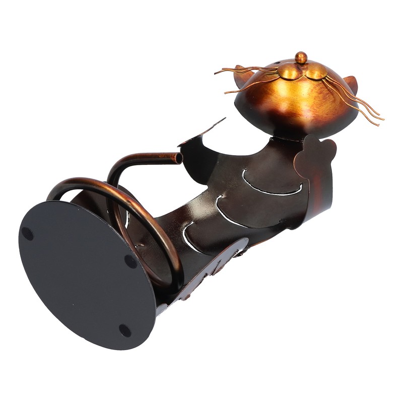 Cat Shaped Wine Rack Metal Sculpture Shelf Practical Sculpture Home