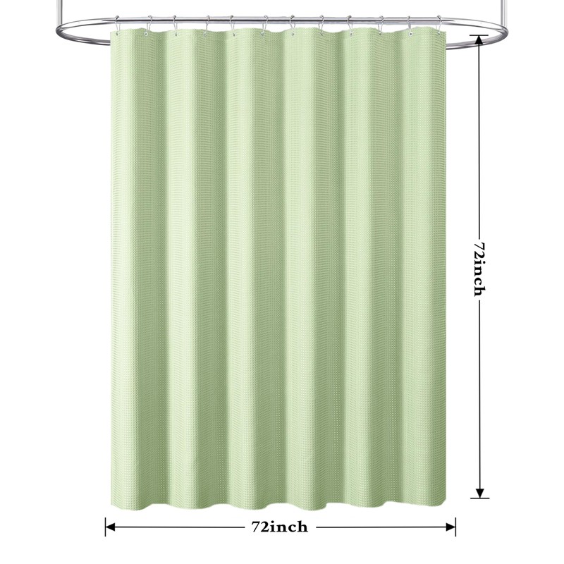 VivaNest Sage Green Waterproof Textured Cloth Fabric Shower Curtain with
