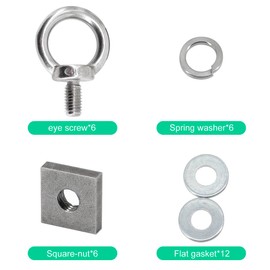 Hardmotive 6pcs T Track Mount Tie Down Anchor Kit M6 for Roof Rack 304 Stainless Steel with Nuts & Lifting Eye Bolts for 4WD Awnings & Accessories