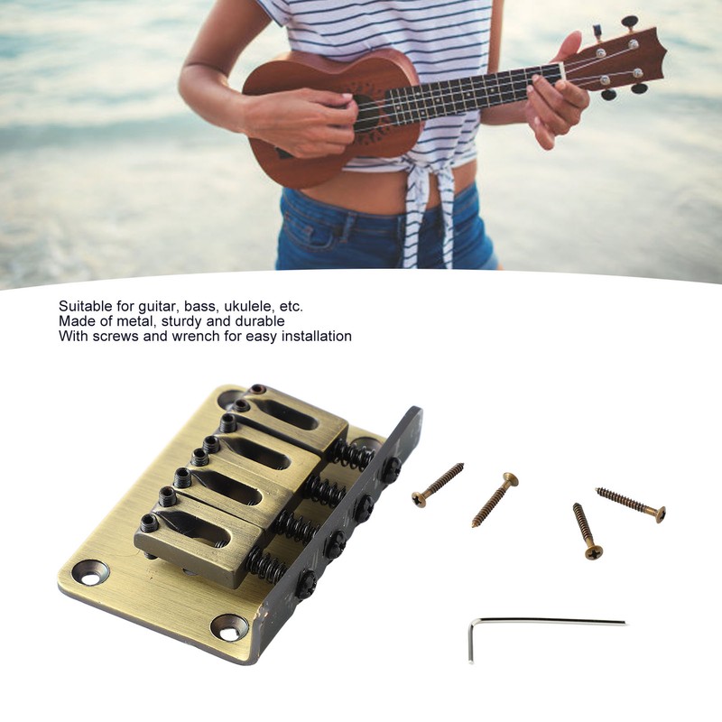 4 String Guitar Bridge Ukulele Bass Metal Bridge Replacement for