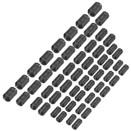 sourcing map 56Pcs 5 Sizes Clip-on Ferrite Ring Core, Ferrite Bead EMI RFI Noise Cable Clip for 3.5mm/5mm/7mm/9mm/13mm Diameter Cable, Black