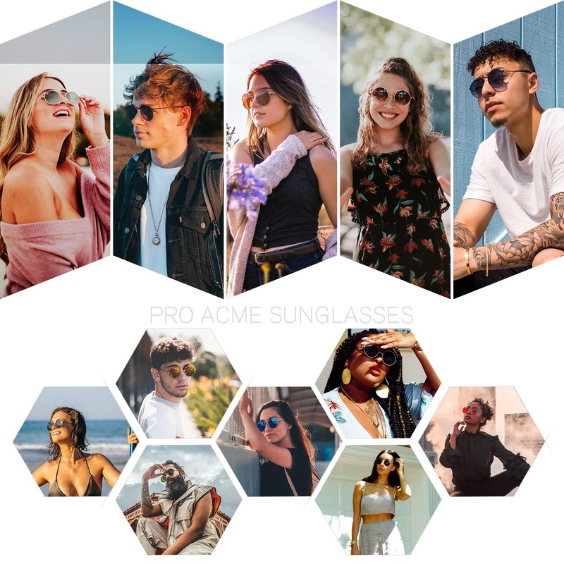 Pro Acme Retro Small Round Polarised Sunglasses for Men Women,