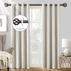 TVWOO Bronze Curtain Rod,Curtain Rods for Windows 28 to 60 Inch,1 Inch Adjustable Curtain Rod,Heavy Duty Curtain Rods,Farmhouse Twist Cage Finial Curtain Rods,Window Curtain Rods,Brown Drapery Rods