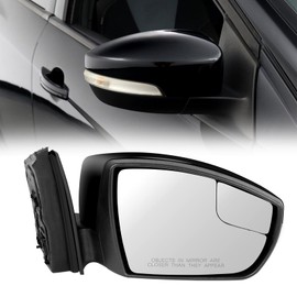 Right Passenger Side Door Mirror Compatible with Ford Focus 2012 2013 2014 2015 2016 2017 2018, Rear View Mirror with 7Pins, Electric Adjustment, Turn Signal and Sensor (Black)