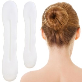 SmallCat 2pcs Sponge Hair Bun Maker, Lazy Curler Tool, 2 Sizes Bun Updo Accessories for Women Thin Thick Long Straight Curly Hair- White