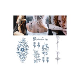 Jagua Tattoo Stickers 2 Weeks Disappearing Tattoo Set of 3 Tattoos Korean Butterfly Flower Snake Spider (D)