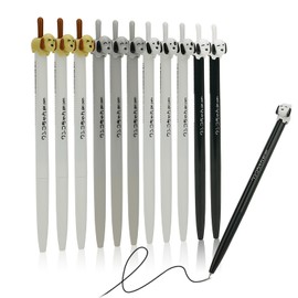 RECHENG 12-Pack Premium refillable&retractable cute dog gel pens,Fine Point 0.5mm black ink,12 pcs of fun pens