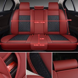 GXT Bench Seat Cover, Premium Faux Leather Bench Seat Covers for Trucks - Universal Fit for Most Sedans SUV Pick-up Truck, Durable for Long Lasting Protection(Red Black)