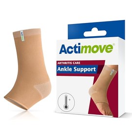 Actimove Actimove Arthritis Care Ankle Support with Heat-retaining Fabric for Men and Women C Drug-free Pain Management for Arthritis, Increases Blood Circulation C Left/Right Wear C Beige, Large