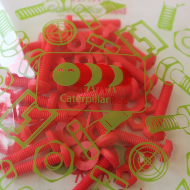 20 x Red Pan Head Screws Polypropylene (PP) Plastic Nuts