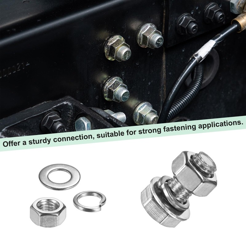 M METERXITY 4-Pack Hex Head Screw Bolt with Nuts Flat