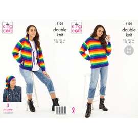 King Cole Women’s Knitting Pattern Easy Double Knit Sweater and Cardigan (6120), 32” – 42” (81cm – 107cm) Bust