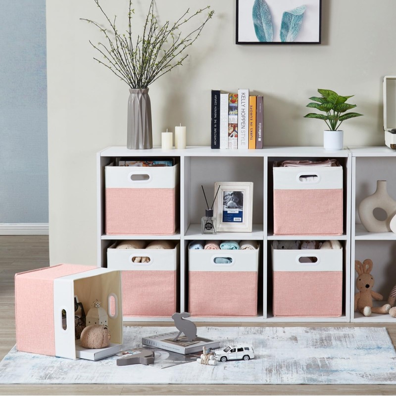 SOCOHOME Fabirc Cube Storage Boxes, 28x28x28cm Foldable Storage Baskets for