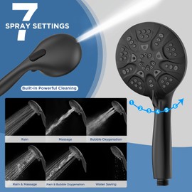 6-Mode High Pressure Handheld Shower Head with Power Wash, HOPOPRO High Flow Hand Held Showerhead Set with Built-in Power Spray to Clean Tub Tile Pets Bathroom Flooring