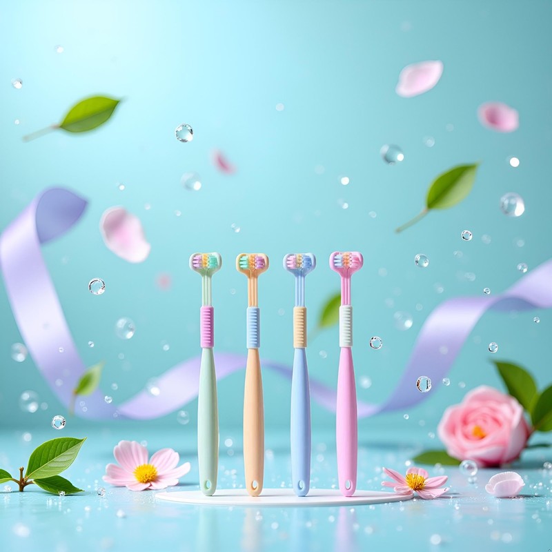 2 Pcs Random Color Three-Sided Soft Hair Toothbrush, Effective Wrap-Around