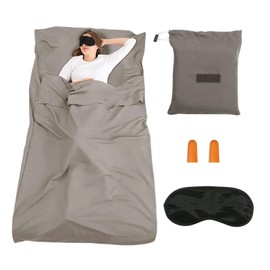 ZHYUAN Sleeping Bag, Ultra Light Travel Sleeping Bag, Ultralight Sleeping Bag Lining, with Eye Mask and Earplugs, Thin Comfort Travel Sleeping Bag, for Summer, Backpacking, Hotels and Hut