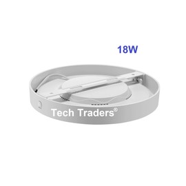 Tech Traders ® Surface Mounted LED Panel Light Ceiling Downlight Lamp Circular 18W 1450 Lumen Cool White Commercial Quality (LED Driver Inside The Panel Light) 2Years-Unlimited Warranty