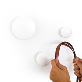 KalaMitica - Set of 3 magnetic pocket hooks in 3 different sizes, with permanent magnets made of neodymium, non-slip and scratch resistant - White lacquered