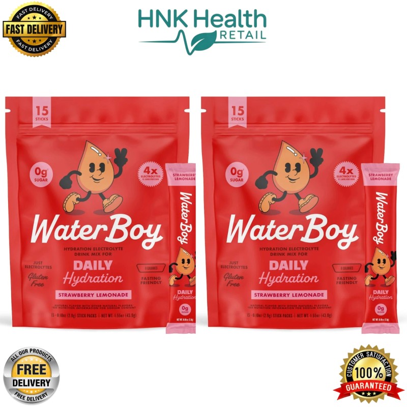 Waterboy Daily Hydration Electrolyte Powder – 15 Stick Packs x