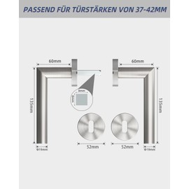 AwmnSrman Door Handles Interior Doors Door Handle Set Stainless Steel Toilet The Shape of L BB Deadlock Silver