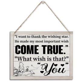 Winnie The Pooh Sign, I Want to Thank the Wishing Star Sign, Rustic Hanging Wood Plaque Sign, Vintage Classic Winnie the Pooh Wall Art, Inspirational Wood Sign, Friendship Gift, Love Gift
