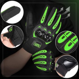 COFIT Motorcycle Gloves Breathable, Touchscreen Motorbike Gloves Anti-Slip with Good Grip Hard Knuckles Protection for Men Women Motocross, BMX ATV MTB Cycling, Road Racing - Green M