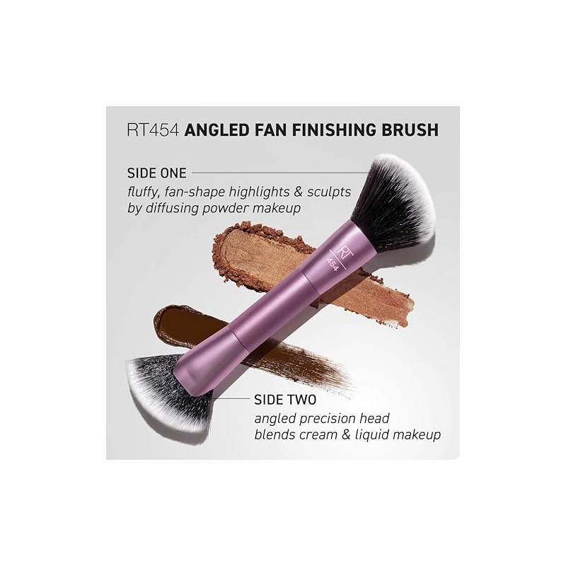 Real Techniques Schräger Fächerpinsel, doppelseitiges Make-up-Tool für Rouge, Bronzer &