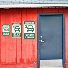 Portrait Round Plus Reserved For Employee Of The Month Wall or Door Sign | Indoor or Outdoor Parking Signage - Large