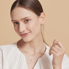 Meissa Double Heart Pendant Necklace for Women Mother's Day 925 Sterling Silver Love Heart Necklace Mother's Day Gift 16-17 Inches Adjustable Chain (Gold)