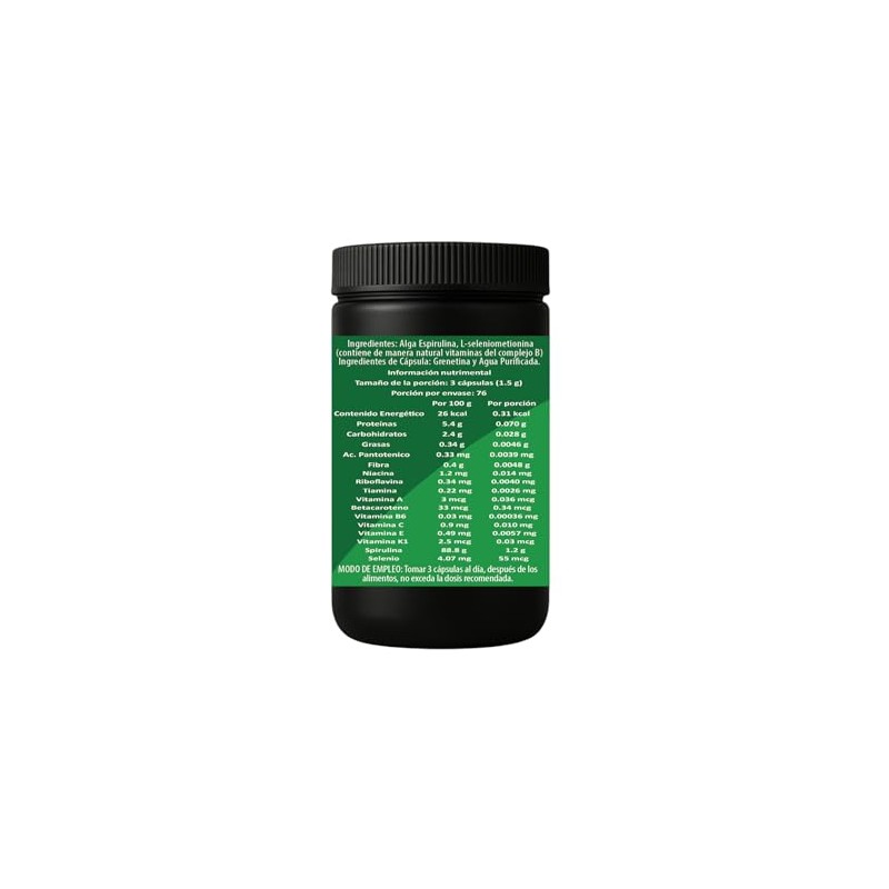 IsaaQuim Espirulina con Selenio 230 Cápsulas 500 mg cada cápsula,