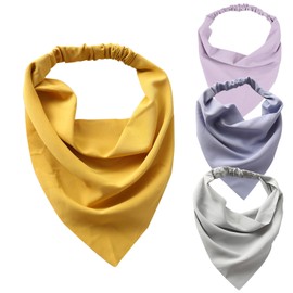 FENGZIZH Headbands Pure Color Chiffon Head Kerchief,Soft Chiffon Fabric,Elastic Hair Band for Women and Girls,4 Pcs