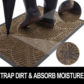 Colorxy Colorxy Waterproof Doormat, Sturdy Natural Rubber Front Indoor Mat, Non Slip Low Profile Indoor Outdoor Door Mat, Stain and Fade Resistant Floor Mat, Easy Clean Patio Entrance Mat, 30'x17', Brown