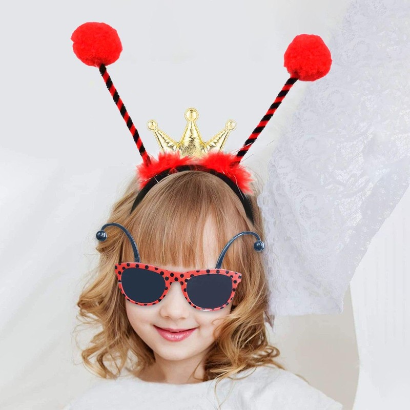 TVSVKWE 1 Headband, 1 Glasses And 1 Face Patch, Ladybug