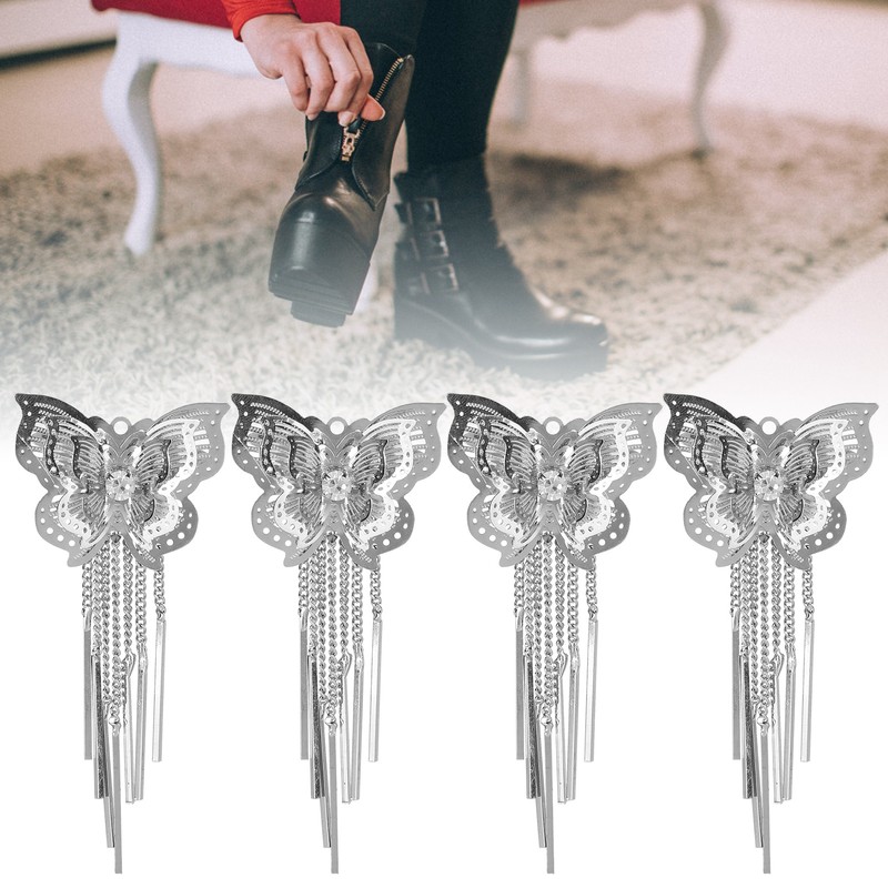 4Pcs Butterfly Tassel Shoes Buckle Ladies Boots Decorative Flower Claw