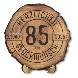 DARO Design - Wooden Disc - 85 Years - Size 20 cm - Gift for Anniversary, 85th Birthday, Anniversary - Congratulations 2025