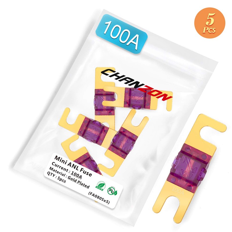 Chanzon 5Pcs 100A AFS Mini ANL (MANL) Fuse Color Coded