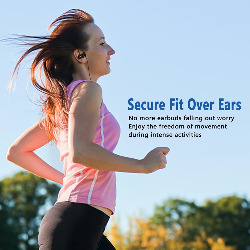 MOXKING Wired Earphone with Microphone Volume Control Ear Hook and