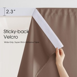 NICETOWN 2 Panels Waterproof Outdoor Curtains, Strong Velcro Top No Rods Needed, Back Tab Bottom with Free Rope for Windproof, Weatherproof & Privacy Curtains for Patio/Porch, W52 x L84 in, Tan