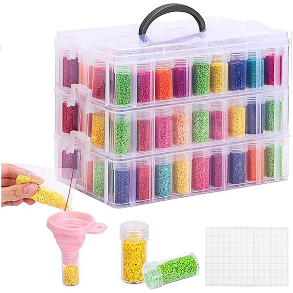 3-Tier Diamond Painting Storage Container, 150 Slots Portable Bead Organizer