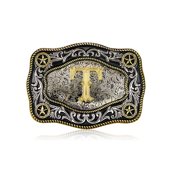 YOQUCOL Western Belt Buckle Initial Alphabet Letter Cowboy Rodeo Belt