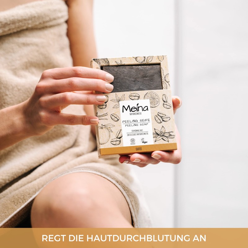 Meina Natural Cosmetics - Organic Exfoliating Soap with Coffee, Natural