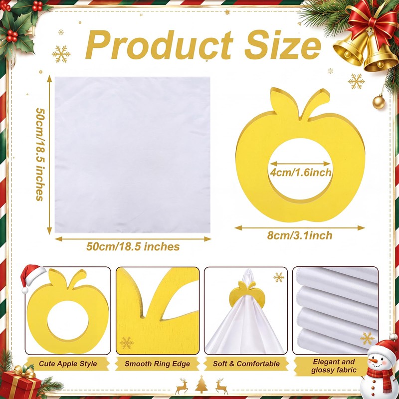 Gandeer 24 Pcs Rosh Hashanah Cloth Napkin, Wooden Apple Napkin