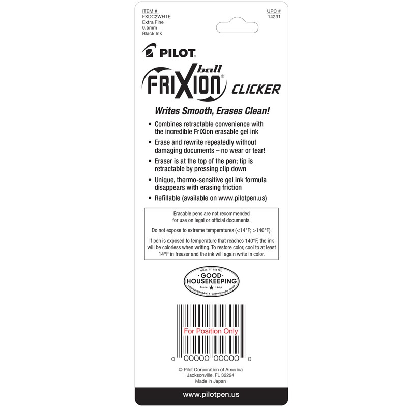 PILOT FriXion Ball Clicker Erasable Gel Ink Retractable Pen, Extra
