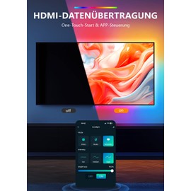 VKH TV Backlight with HDMI Sync Box, 3.8 m RGB IC WiFi TV LED Strip for 55-65 Inch TVs and PC, Upgrade TV LED Backlight with App Control & Voice Control