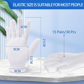 MOAZIFI 15 Pairs of Cotton Gloves, White, Breathable Cotton Gloves for Work Protection, Crafts and Formal Occasions, Reusable Fabric Gloves with Elastic Waistband